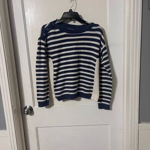 Calvin Klein Jeans Navy & Cream Striped V-Neck Knit